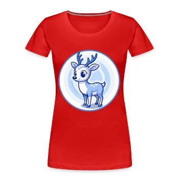 Deer Blue Kawaii Cartoon Character Clipart Pet - Women's Premium Organic T-Shirt - red - Front - Mia (176cm)