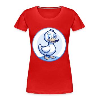 Ente Blau Kawaii Cartoon Figur Clipart Haustier - Frauen Premium Bio T-Shirt - Rot - Vorne - Mia (176cm)