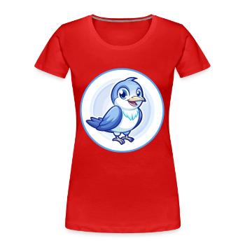 Kuckuck Vogel Blau Kawaii Cartoon Figur Clipart - Frauen Premium Bio T-Shirt - Rot - Vorne - Mia (176cm)