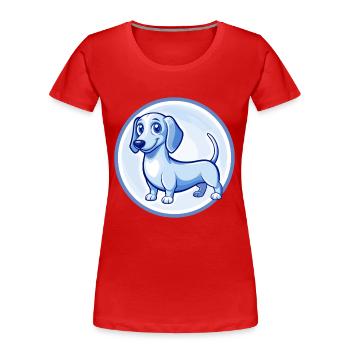 Dackel Hund Blau Niedlich Kawaii Cartoon Clipart Haustier - Frauen Premium Bio T-Shirt - Rot - Vorne - Mia (176cm)