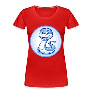 Snake Blue Kawaii Cartoon Character Clipart Pet - Women's Premium Organic T-Shirt - red - Front - Mia (176cm)