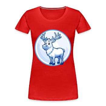 Elch Blau Niedlich Kawaii Cartoon Figur Clipart Haustier - Frauen Premium Bio T-Shirt - Rot - Vorne - Mia (176cm)