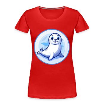 phoque bleu kawaii dessin animé personnage clipart animal de compagnie - T-shirt bio Premium Femme - rouge - Devant - Mia (176cm)