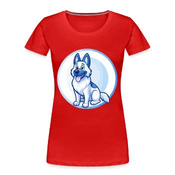 German Shepherd Dog Blue Kawaii Cartoon Character - Women's Premium Organic T-Shirt - red - Front - Mia (176cm)