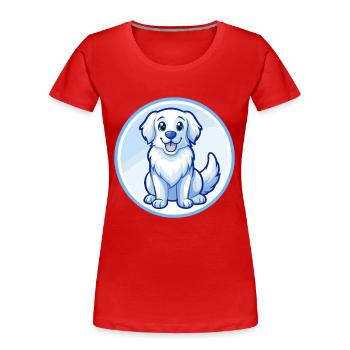 Golden Retriever Hund Blau Kawaii Zeichentrickfigur - Frauen Premium Bio T-Shirt - Rot - Vorne - Mia (176cm)