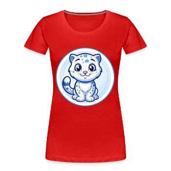 Léopard des neiges Bleu Kawaii Dessin animé Personnage Clipart - T-shirt bio Premium Femme - rouge - Devant - Mia (176cm)