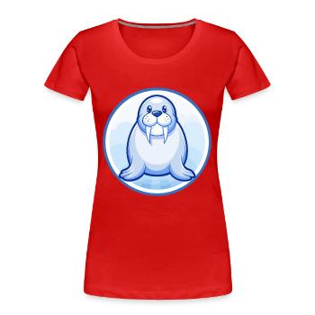 Morse Bleu Kawaii Dessin Animé Personnage Clipart Animal de compagnie - T-shirt bio Premium Femme - rouge - Devant - Mia (176cm)