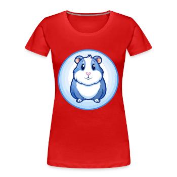 Guinea Pig Blue Kawaii Cartoon Character Clipart - Women's Premium Organic T-Shirt - red - Front - Mia (176cm)