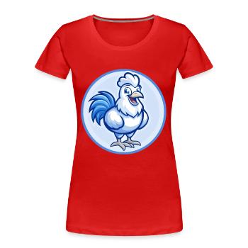 Hahn Blau Kawaii Cartoon Figur Clipart Haustier - Frauen Premium Bio T-Shirt - Rot - Vorne - Mia (176cm)