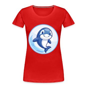 Orca Blue Kawaii Cartoon Character Clipart Pet - Women's Premium Organic T-Shirt - red - Front - Mia (176cm)