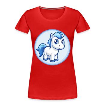 Pony Blau Kawaii Cartoon Figur Clipart Haustier - Frauen Premium Bio T-Shirt - Rot - Vorne - Mia (176cm)