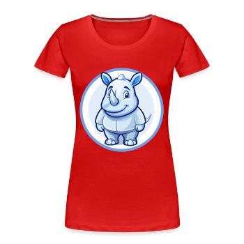 Rhino Blau Kawaii Cartoon Figur Clipart Haustier - Frauen Premium Bio T-Shirt - Rot - Vorne - Mia (176cm)