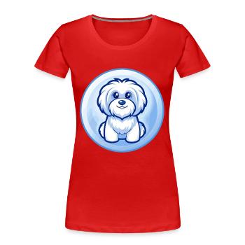 Havaneser Hund Blau Kawaii Cartoon Figur Clipart - Frauen Premium Bio T-Shirt - Rot - Vorne - Mia (176cm)