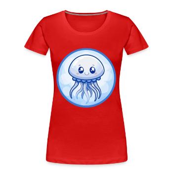 méduse bleu kawaii dessin animé personnage clipart - T-shirt bio Premium Femme - rouge - Devant - Mia (176cm)