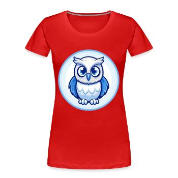 Owl Blue Cute Kawaii Cartoon Character Clipart Pet - Women's Premium Organic T-Shirt - red - Front - Mia (176cm)