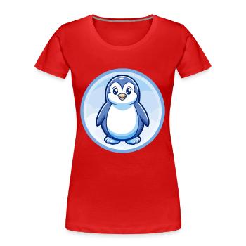 Penguin Blue Kawaii Cartoon Character Clipart Pet - Women's Premium Organic T-Shirt - red - Front - Mia (176cm)