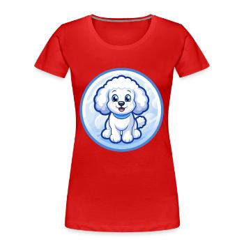 Pudel Hund Blau Kawaii Cartoon Figur Clipart - Frauen Premium Bio T-Shirt - Rot - Vorne - Mia (176cm)