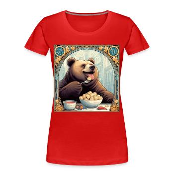 Pelmeni Bear Russian Gift - Women's Premium Organic T-Shirt - red - Front - Mia (176cm)