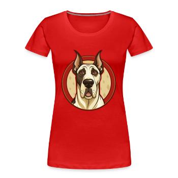 Chien Dogue Allemand Personnage De Dessin Animé Kawaii Coloré - T-shirt bio Premium Femme - rouge - Devant - Mia (176cm)