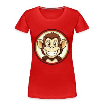 Monkey Colorful Kawaii Cartoon Character Clipart - Women's Premium Organic T-Shirt - red - Front - Mia (176cm)