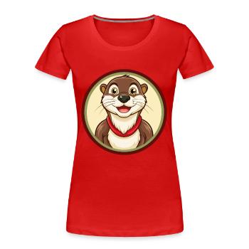 Otter Colorful Kawaii Cartoon Character Clipart - Women's Premium Organic T-Shirt - red - Front - Mia (176cm)