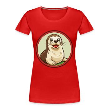 phoque coloré Kawaii dessin animé personnage Clipart Animal de compagnie - T-shirt bio Premium Femme - rouge - Devant - Mia (176cm)