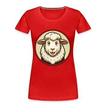 Sheep Colorful Kawaii Cartoon Character Clipart - Women's Premium Organic T-Shirt - red - Front - Mia (176cm)