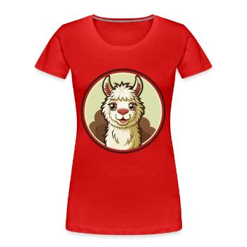 Llama Colorful Kawaii Cartoon Character Clipart - Women's Premium Organic T-Shirt - red - Front - Mia (176cm)