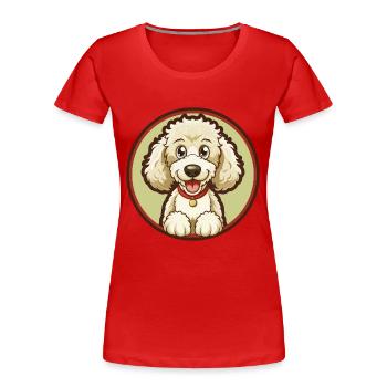 Pudel Hund Bunt Kawaii Cartoon Figur Haustier - Frauen Premium Bio T-Shirt - Rot - Vorne - Mia (176cm)