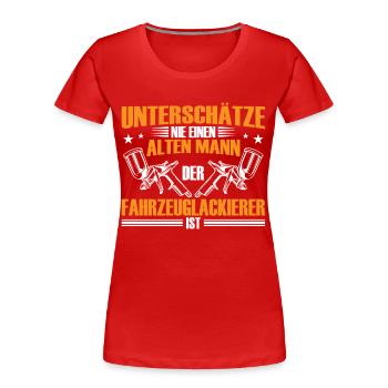 Fahrzeuglackierer nicht unterschätzen Lackierer - Frauen Premium Bio T-Shirt - Rot - Vorne - Mia (176cm)