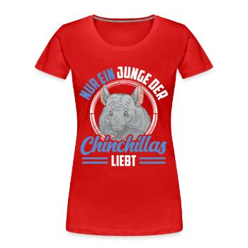 Junge der Chinchilla liebt Nagetier Chinchillas - Frauen Premium Bio T-Shirt - Rot - Vorne - Mia (176cm)