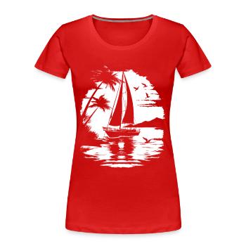 Dessin de voile - T-shirt bio Premium Femme - rouge - Devant - Mia (176cm)