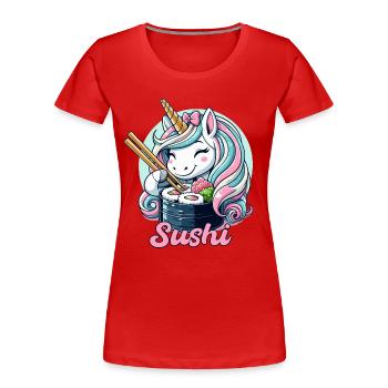 Sushi Einhorn süß Maki Geschenk - Frauen Premium Bio T-Shirt - Rot - Vorne - Mia (176cm)