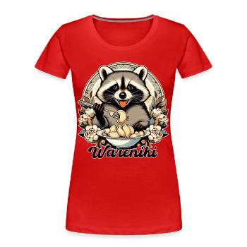 Wareniki Waschbär süß Geschenk - Frauen Premium Bio T-Shirt - Rot - Vorne - Mia (176cm)