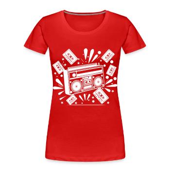 Radiocassette, musique, nostalgie - T-shirt bio Premium Femme - rouge - Devant - Mia (176cm)