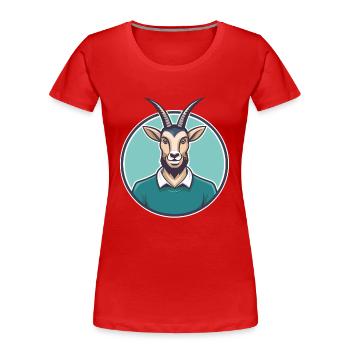 Oryx Kawaii Dessin animé Personnage Animal Animal Visage - T-shirt bio Premium Femme - rouge - Devant - Mia (176cm)
