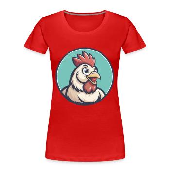 poulet kawaii dessin animé personnage animal visage d’animal - T-shirt bio Premium Femme - rouge - Devant - Mia (176cm)