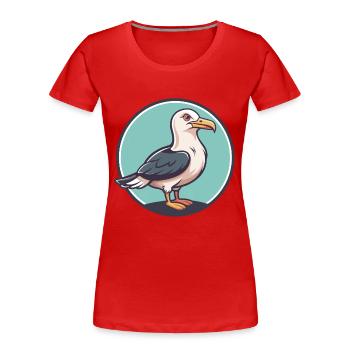 Seagull Kawaii Cartoon Character Animal Pet Face - Women's Premium Organic T-Shirt - red - Front - Mia (176cm)