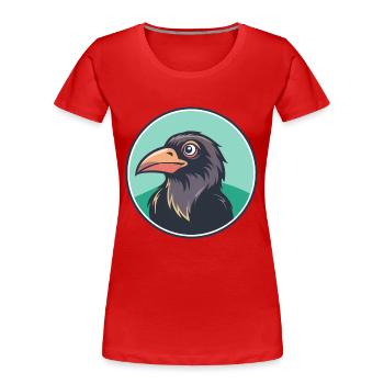 Raven Kawaii Cartoon Character Animal Pet Face - Women's Premium Organic T-Shirt - red - Front - Mia (176cm)