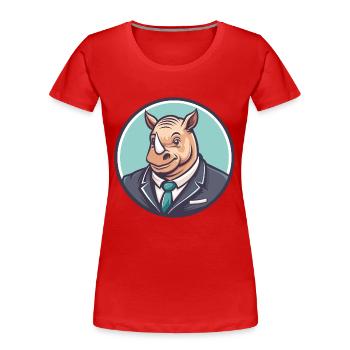 rhinocéros kawaii dessin animé personnage animal visage d’animal de compagnie - T-shirt bio Premium Femme - rouge - Devant - Mia (176cm)