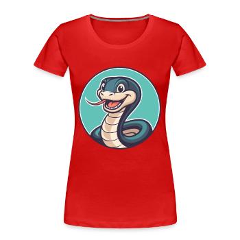 Snake Kawaii Cartoon Character Animal Pet Face - Women's Premium Organic T-Shirt - red - Front - Mia (176cm)