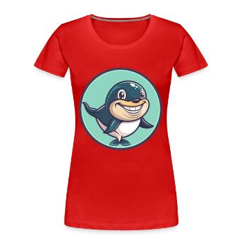 Wal Kawaii Cartoon Figur Tier Haustier Gesicht - Frauen Premium Bio T-Shirt - Rot - Vorne - Mia (176cm)