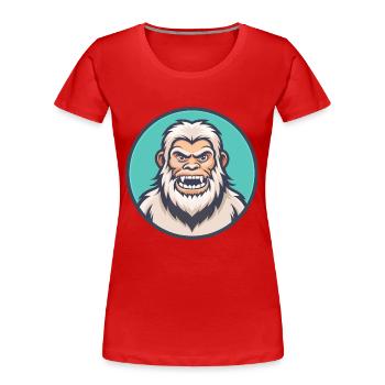 Yeti Kawaii Cartoon Character Animal Pet Face - Women's Premium Organic T-Shirt - red - Front - Mia (176cm)