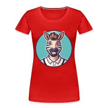 Zebra Kawaii Cartoon Character Animal Pet Face - Women's Premium Organic T-Shirt - red - Front - Mia (176cm)