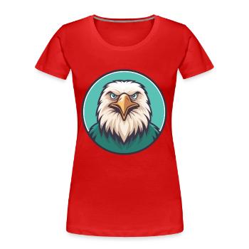Eagle Kawaii Cartoon Character Animal Pet Face - Women's Premium Organic T-Shirt - red - Front - Mia (176cm)