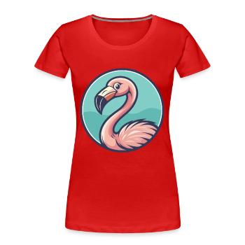 Flamingo Kawaii Cartoon Character Animal Pet Face - Women's Premium Organic T-Shirt - red - Front - Mia (176cm)