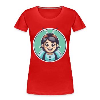 Ladybug Kawaii Cartoon Character Animal Pet Face - Women's Premium Organic T-Shirt - red - Front - Mia (176cm)
