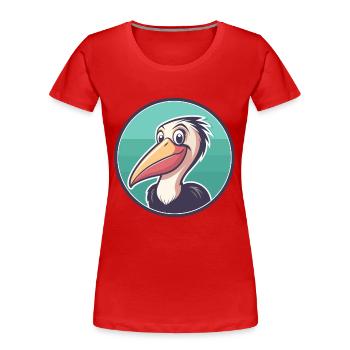 Pélican Kawaii Dessin Animé Personnage Animal Visage D’animal - T-shirt bio Premium Femme - rouge - Devant - Mia (176cm)