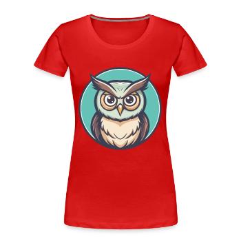 Eule Kawaii Cartoon Figur Tier Haustier Gesicht - Frauen Premium Bio T-Shirt - Rot - Vorne - Mia (176cm)