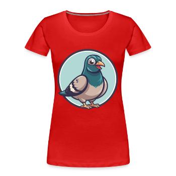 Taube Kawaii Cartoon Figur Tier Haustier Gesicht - Frauen Premium Bio T-Shirt - Rot - Vorne - Mia (176cm)